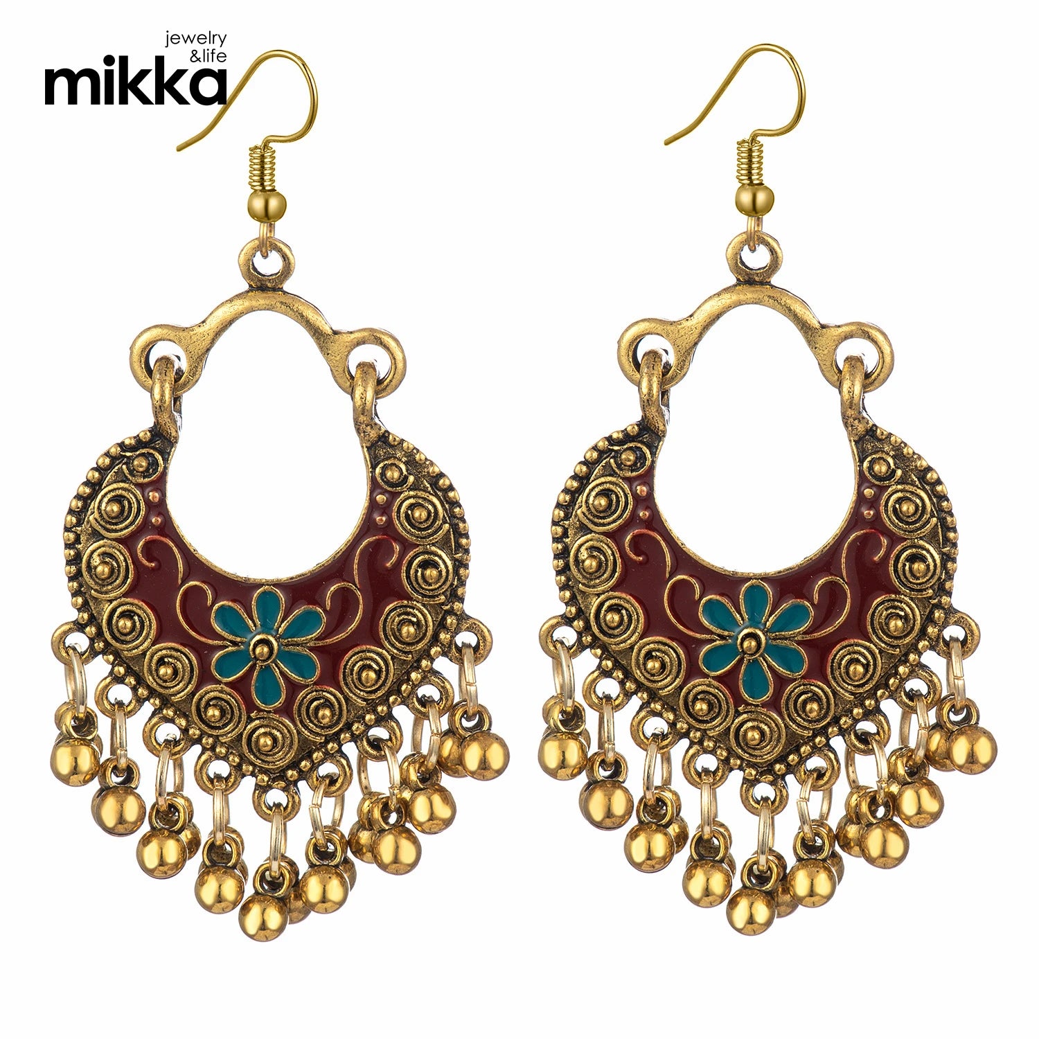 New Fashion Retro Indian Jewelry Ethnic Style Traditional Handpainted Large Jhumka Earrings
