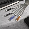 Fashion Male Jewelry Hip Hop Punk Stainless Steel Lapis Lazuli Black Agate Rectangle Pendant Necklace for Men