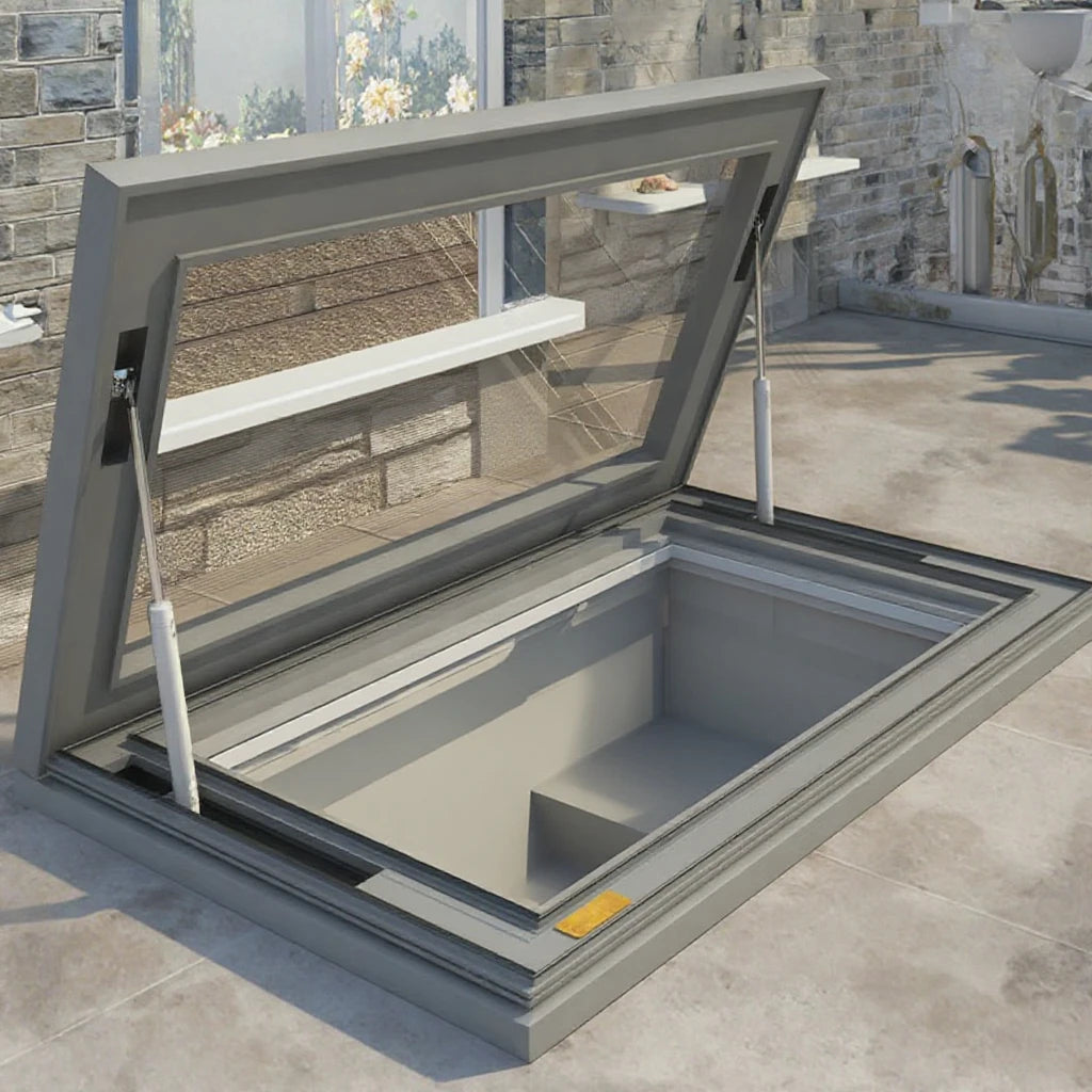 Easy to Install Custom Low-e Glass Heat Insulation Basement windows Tilt & Turn Louvered Aluminum Alloy Skylight for Basement