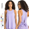 Women's Lightweight Seamless Fitness Singlet Open Back Muscle Fit Workout Tank Top Custom Logo Solid Color for Sports Yoga Gym