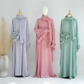 Loriya New Plus Size Women's Dresses Crepe Long Sleeve Modest Plain Closed Abaya Turkey Traditional Muslim Clothing&accessories