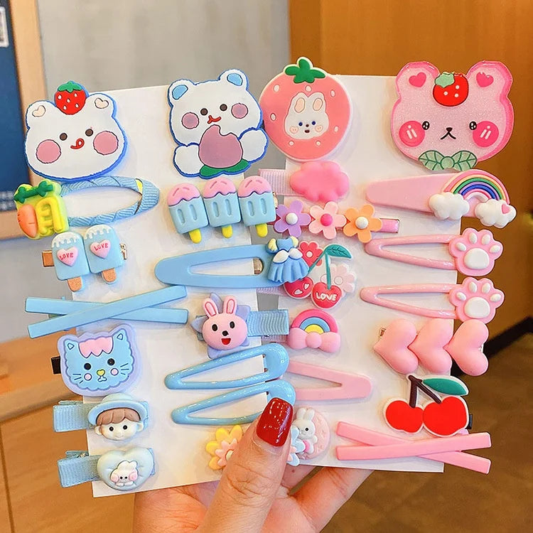 Cute Hairpin 14 Pieces Children Hairpin Cartoon Princess Hair Clip Set