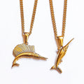 Minimalist Shark Pendant Dainty Shark Necklace Gold Stainless Steel Ovean Lover Necklace Animal Jewelry Cross Pendant