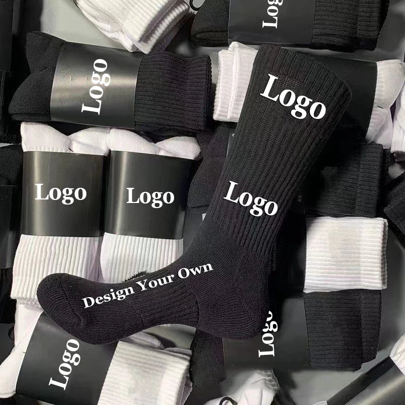 OEM Free Design Thick Terry Gym Customizable Basketball Socks Men Custom Sports Socks with Packaging