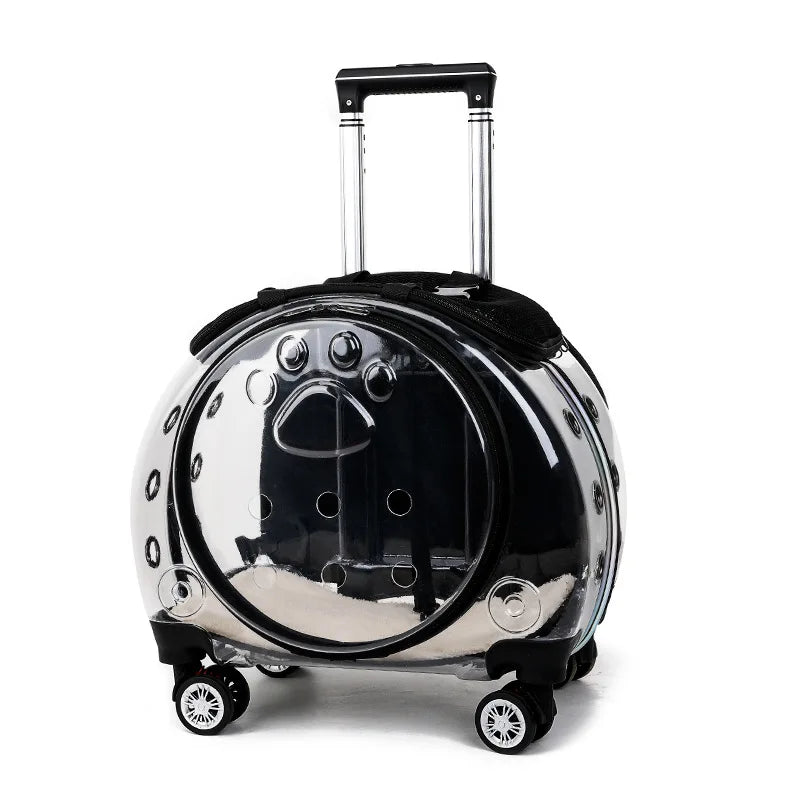 In Stock Trolley Box with Wheels Going Out Portable Transparent Stroller Trolley Pet Cabin Carriers Travel Products for Cat Dog