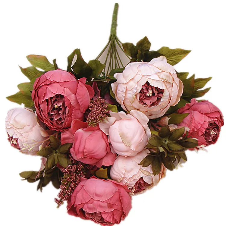 JT701 Autumn Peony 13-Head European-Style Wedding Bouquet Christmas Graduation Home Decor Floral Simulation Artificial Flower