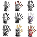 Japanese Style Factory Direct Sales High Quality Stainless Steel Handle 8-Piece Knife Set Knife Holder Ambidextrous Design Color