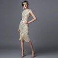 Vintage Flapper Dress for Women Sleeveless V Neck Sequin Fringe Tassel Party Dress Woven Chiffon Polyester in Stock MegaBDM
