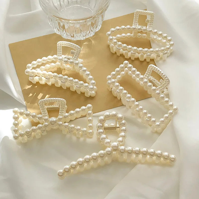 AA01072 Claw Pearl Hair Claw Clips Large Strong Hold Hair Clips for Woman Fashion Accessory