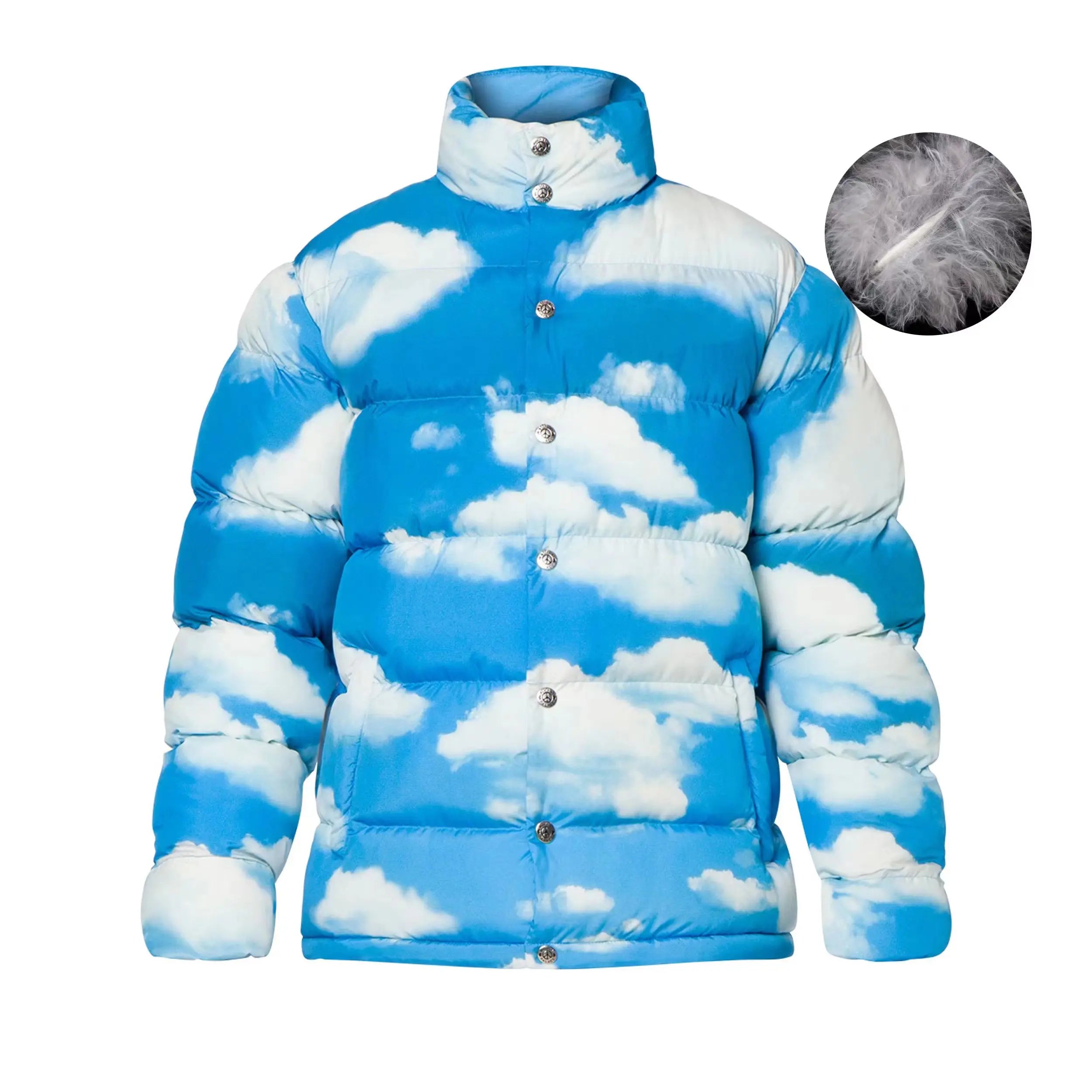 Custom Design Logo Oversized Wholesale Thin Ultra Light Cotton Fabric for Men Sublimated Print Padded Bubble Down Coats Puffer J