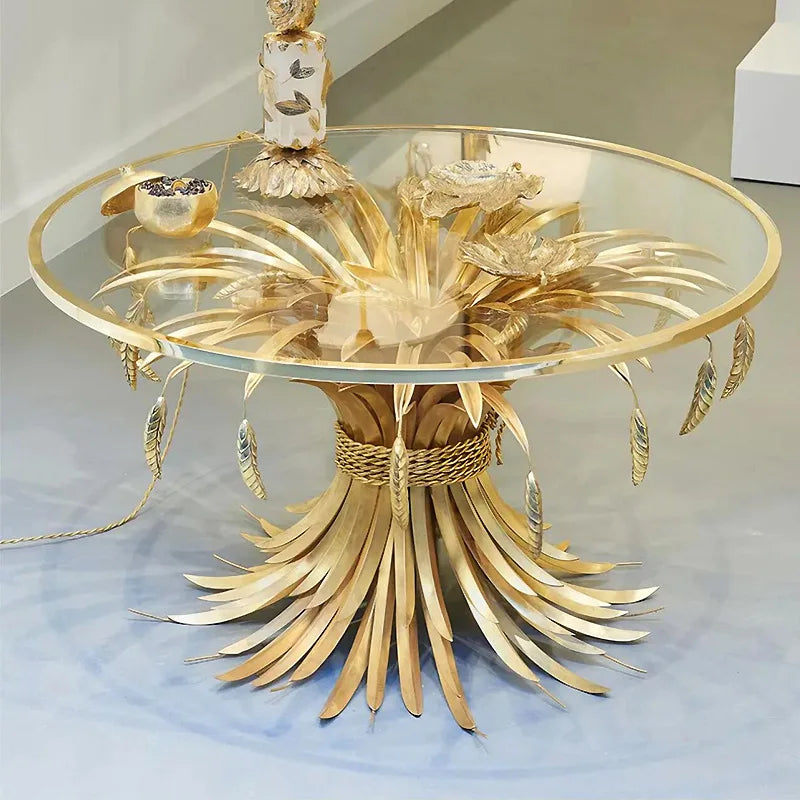 Factory Custom Luxury Royal Design Gold Wood Copper Top Stainless Steel Handmade Eco-friendly Dining Table for Modern Hotel MegaBDM