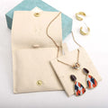 Custom Emboss Printed Microfiber Envelope Jewelry Pouch With Snap Button Luxury Necklace Jewelry Bag and Card Insert