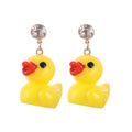 2020 Wholesale Cute Design Large Yellow Duck Pendant with Crystal Stud Earring