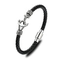 Stainless Steel Braided Leather Bracelet for Men Women Leather Wrist Band Cuff Bangle Bracelet Magnetic Clasp