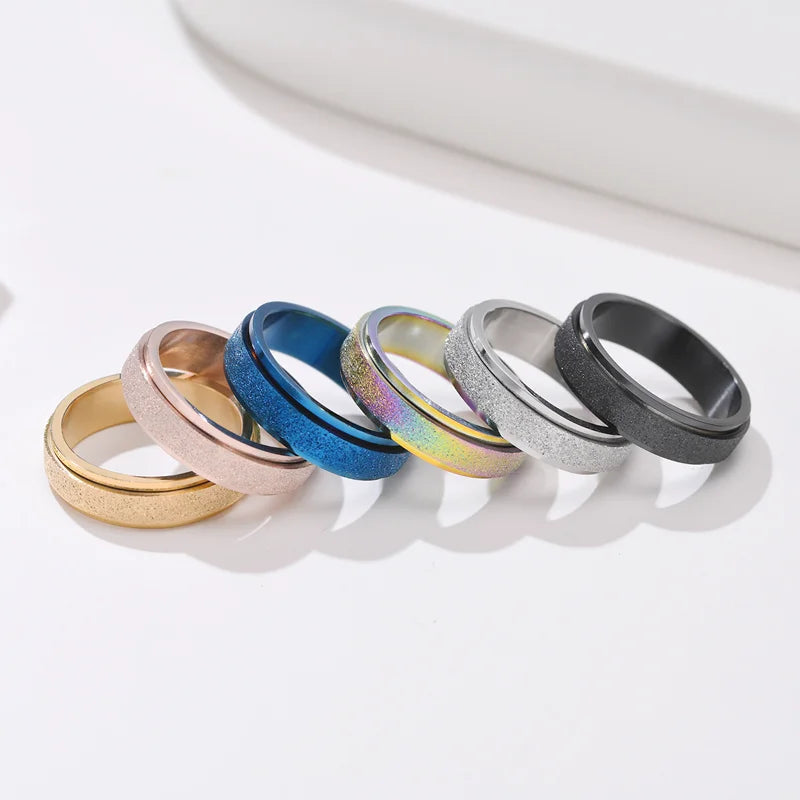 Hot Selling Fashion Spin Frosted Couple Ring Mindful Meditation Yoga Anti-anxiety Stress Reduction Spin Ring Bracelet Jewelry