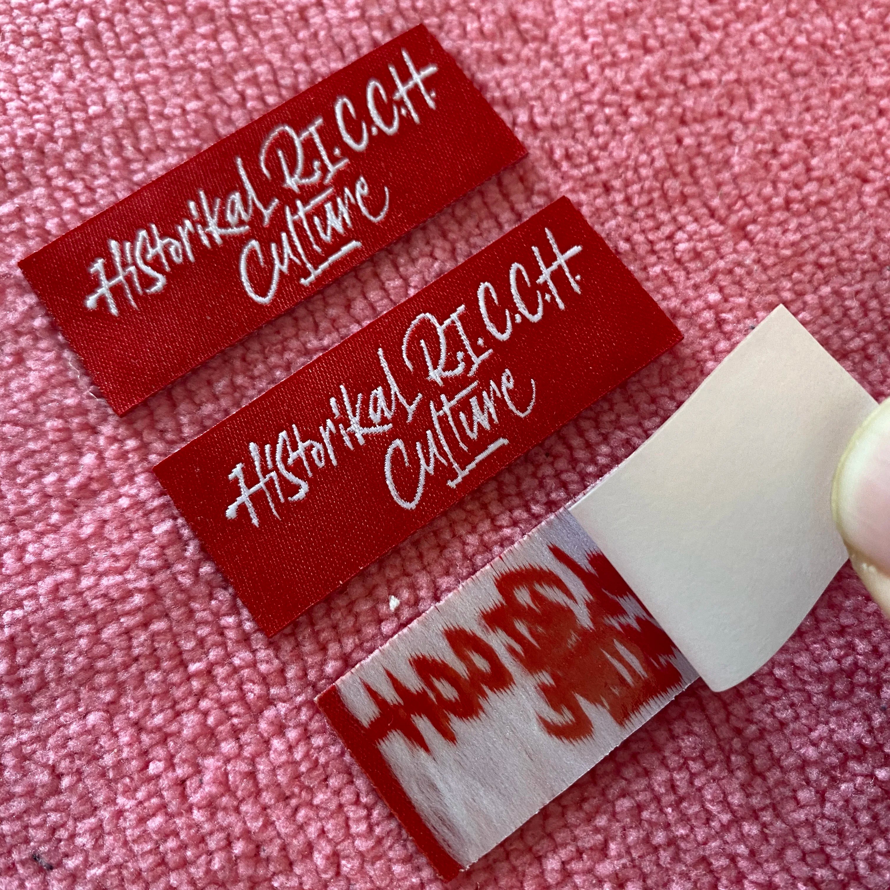 Clean Edge Glue Backing Iron on Woven Labelheat Press Clothing Label for Garment