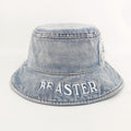 Custom logo Unisex Embroidery Brim Washed Cotton Denim Blue Jeans Distressed Bucket Hat