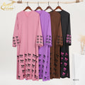 Habib 2026 Popular Styles Bow Embroidery Front Open Abaya New Design Muslim Kimono Satin Open Abaya Islamic Clothing