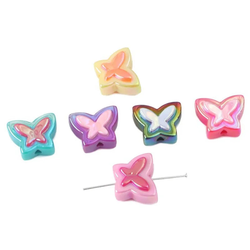 Gloss Acrylic butterfly Two-color Loose Beads Beaded Handmade DIY Bracelet Necklace Mobile Phone Chain Jewelry Accessories Beads