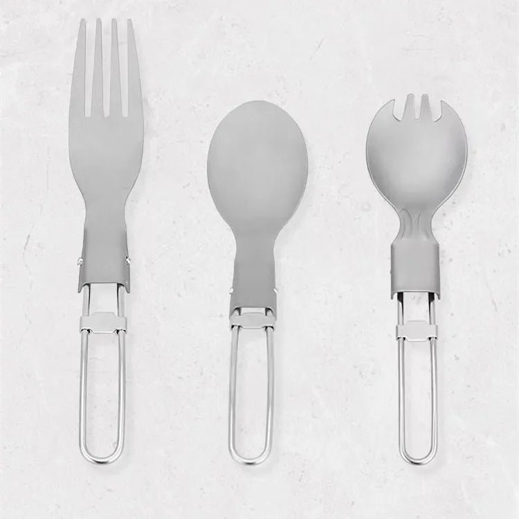 NH Camping Foldable Pure Titanium Folding Knife Fork Spoon-Lightweight 17g Environmentally Friendly Outdoor Tableware