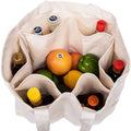 Plain Grocery Packaging Custom Supermarket Tote Recycled Cheap Cotton Canvas Tote Shopping Bag with 6 Inner Pocket