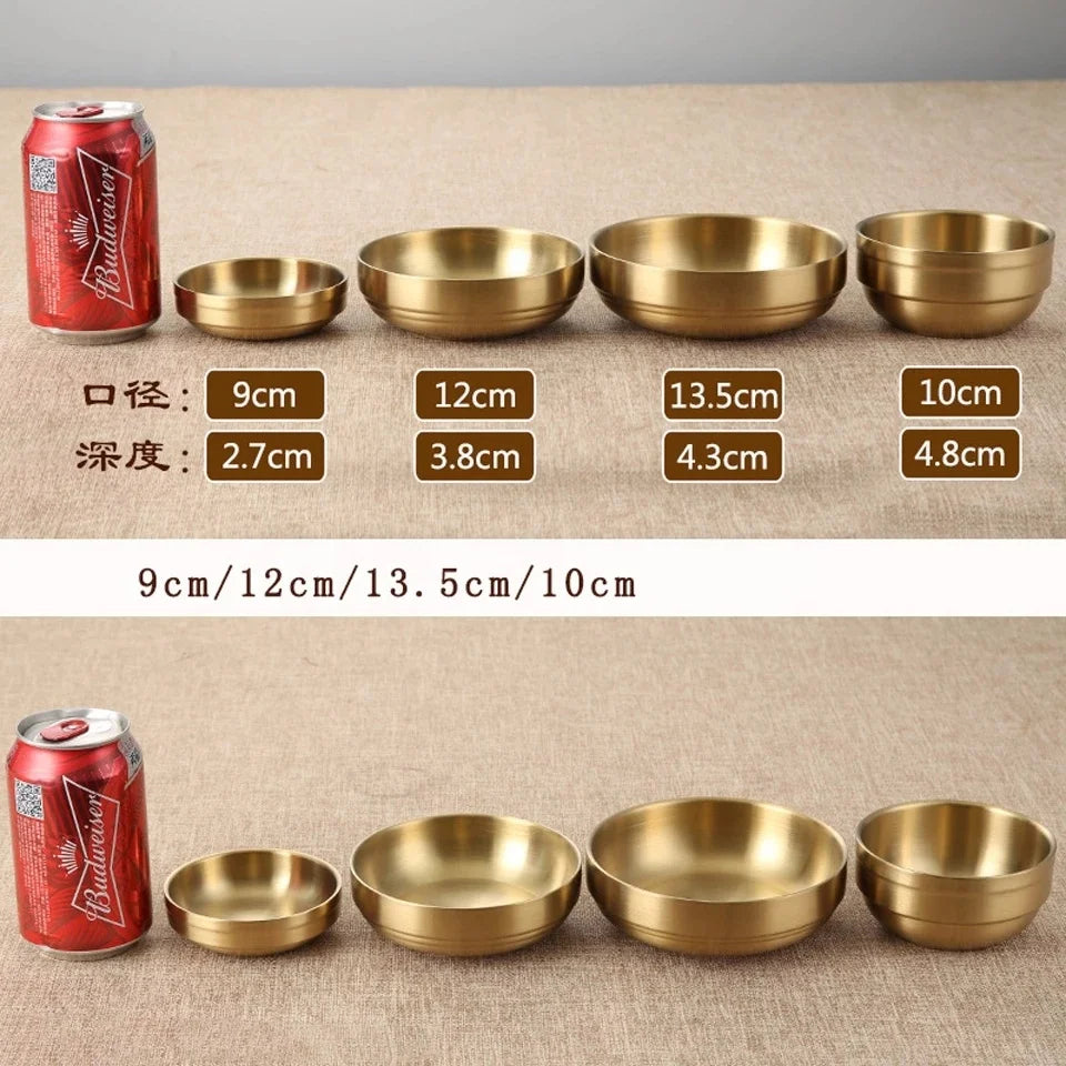 Golden Korean Bowl 304 Stainless Steel Sauce Cooking Kimchi Bowl Pumpkin Bibimbap Dessert Creative Bowl