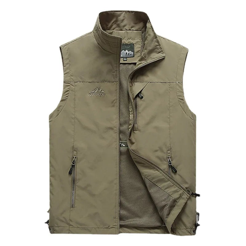 LAYENNE Multi-pocket Quick-drying Man Work Cargo Oversized Photographer Black Mesh Utility Windproof Outdoor Fishing Men's Vest