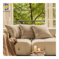 Innermor Luxury Geometric Square Linen Textured Cushion Cover Outdoor Throw Pillow Case for Home Hotel Hospital Beige Color