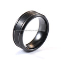 Wholesale Men's Wedding Tungsten Ring 8mm Classic Black Bevel Edges Two Thin Grooves Trendy Religious Anniversary