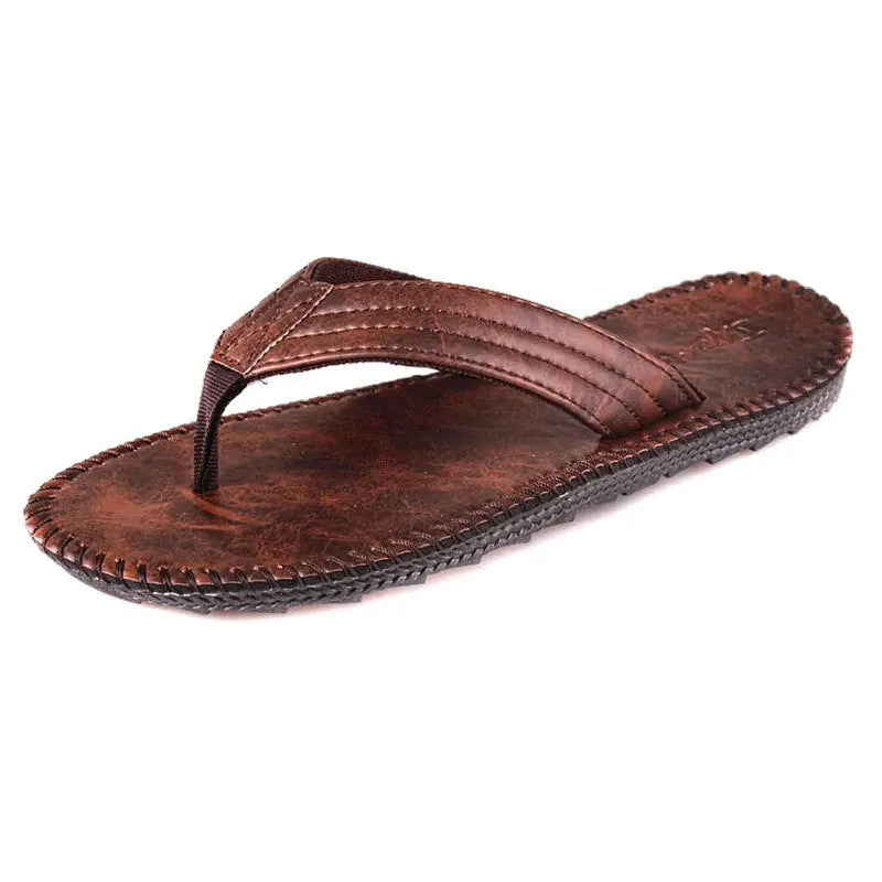 Manufactures Oem Odm Outdoor Beach Water Shoes Top Quality Leather Flip Flops Sandals for Men