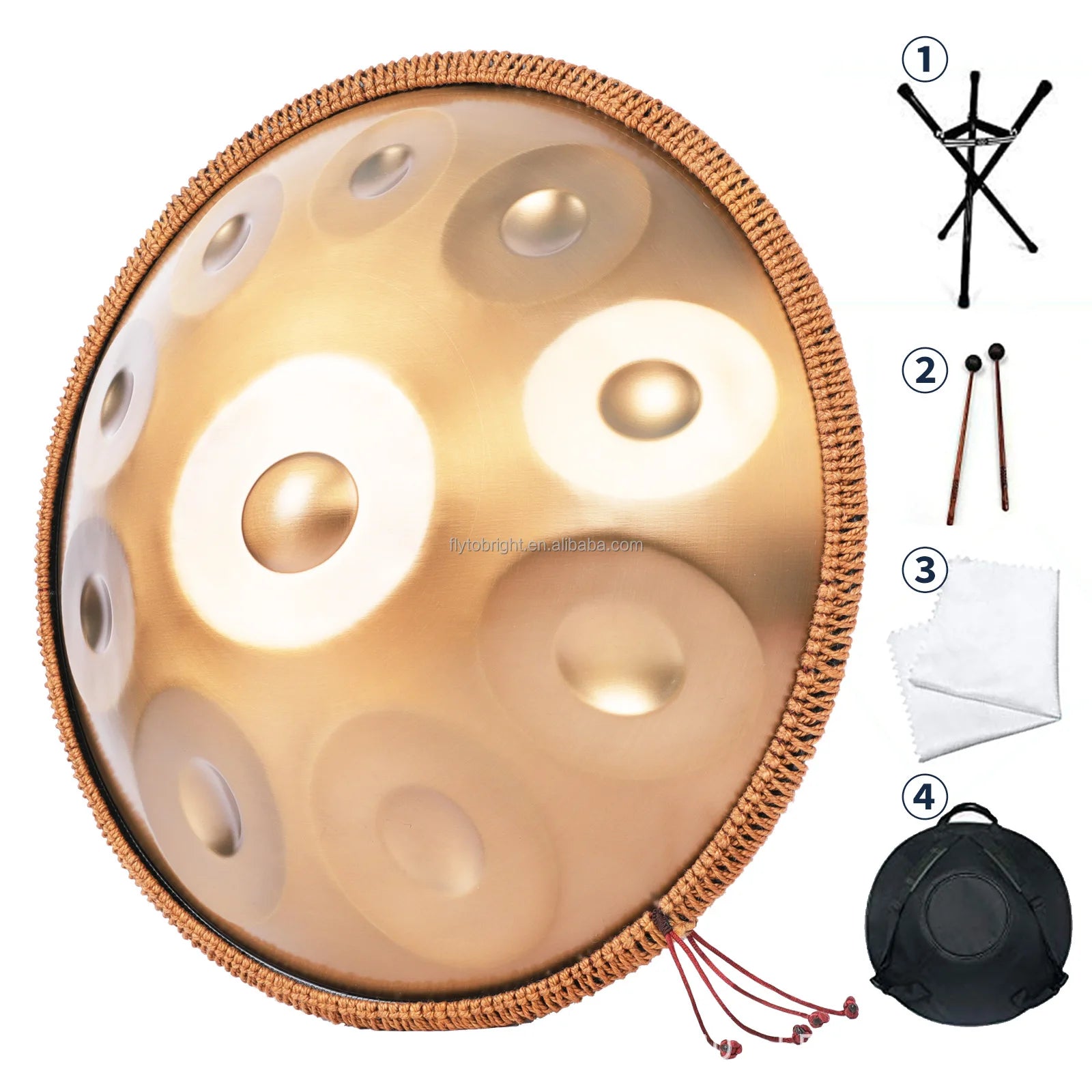 18-22 Inch Golden Castle Stainless Steel Drum with 9-10-12 Notes Tongue & Gold Drump G D Minor Scale Handpan