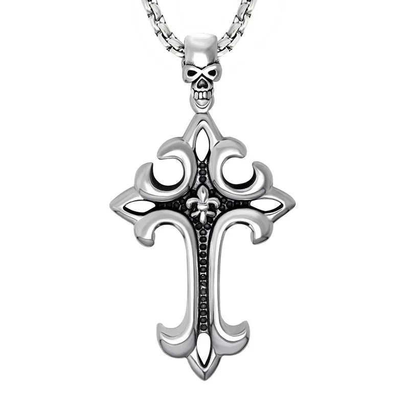 Antique Silver Plated Gothic Wholesale Hot Selling Stainless Steel Vintage Cross Fine Pendant for Religious Jewelry
