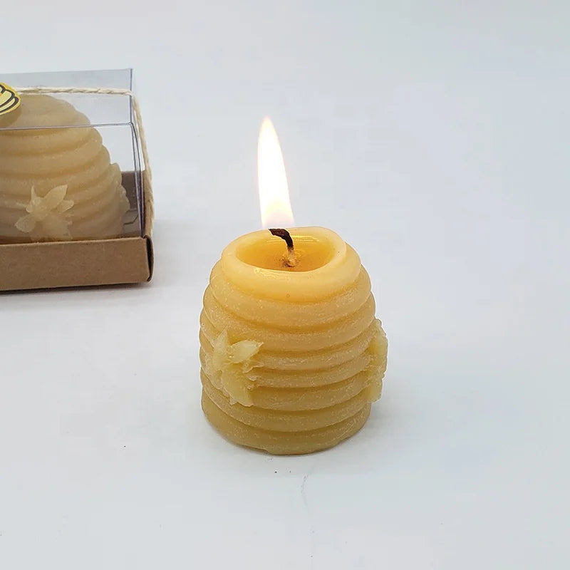 E228 Hand Poured Private Label Natural Bee Wax Honeycomb Hive Shape Beeswax Candles Gift Sets for Home Use and Decor