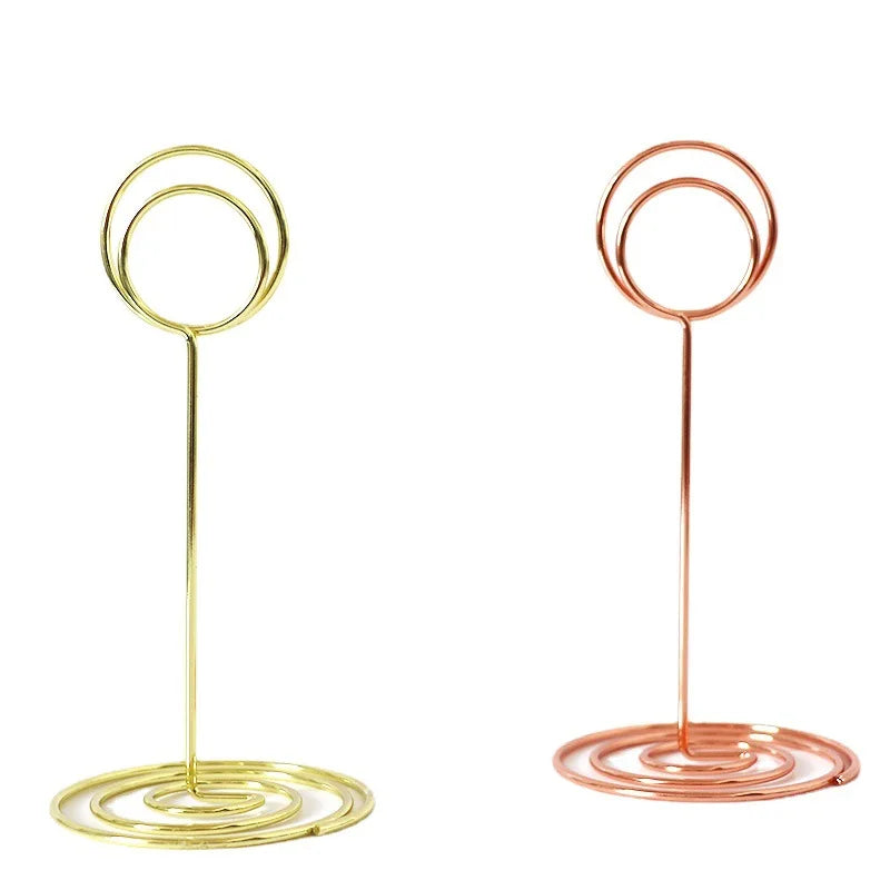 Rose Gold Circle Heart Shape Metal Table Place Number Stand Card Holder Memo Photo Note Clips Party Birthday Wedding Decoration