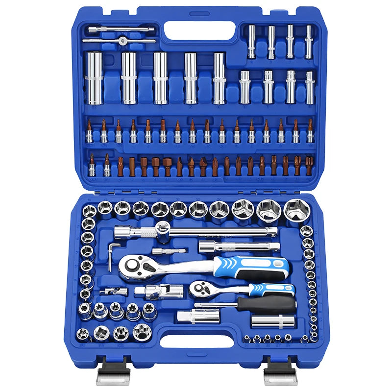 108PCS Universal Torque Head Hand Open Ring Socket Wrench Tools Set Auto Repair