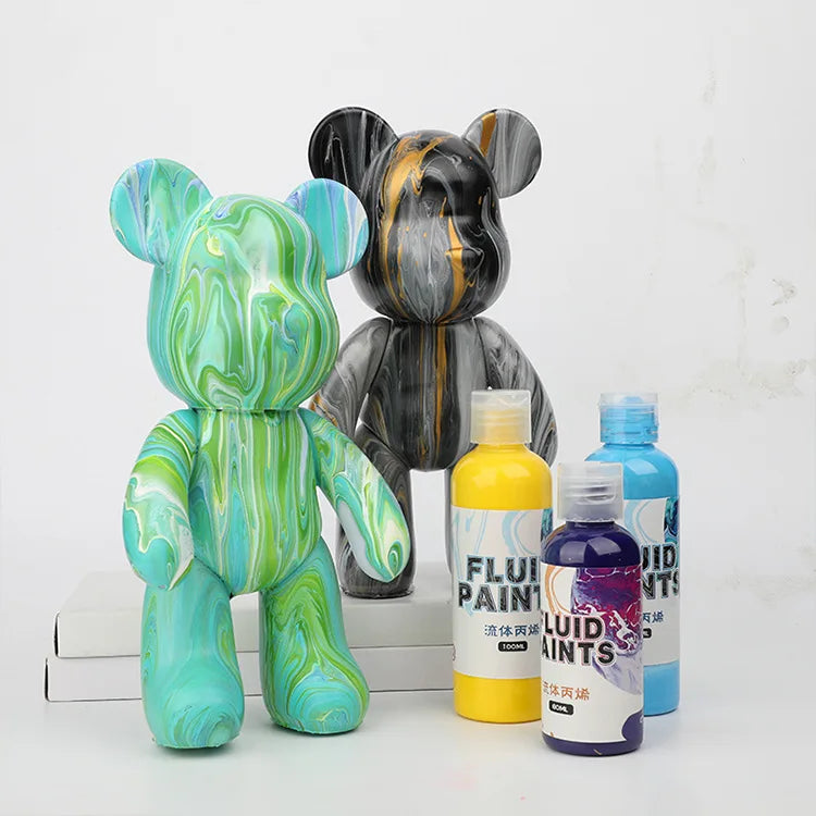 Fluid Bear DIY Creative Resin Bear Figurine Hand-painted Artistic Home Decoration Christmas Gift Paint Set Customized Size
