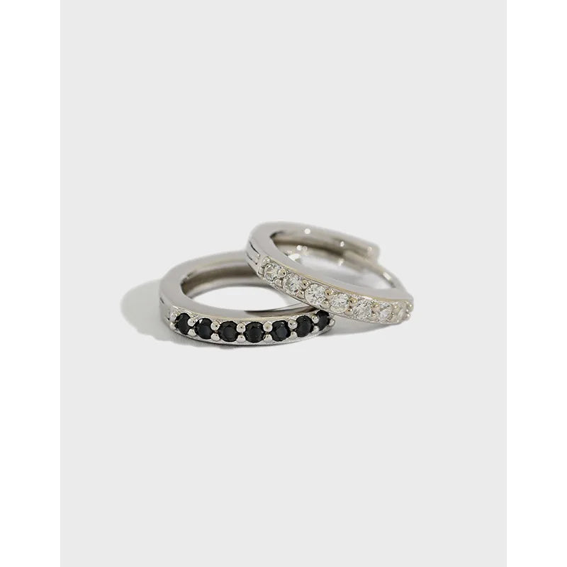 S925 Sterling Silver Black Zircon Hoop Earrings Micro Insert Fashion Earrings Wholesale Earrings Women Luxury Jewelry