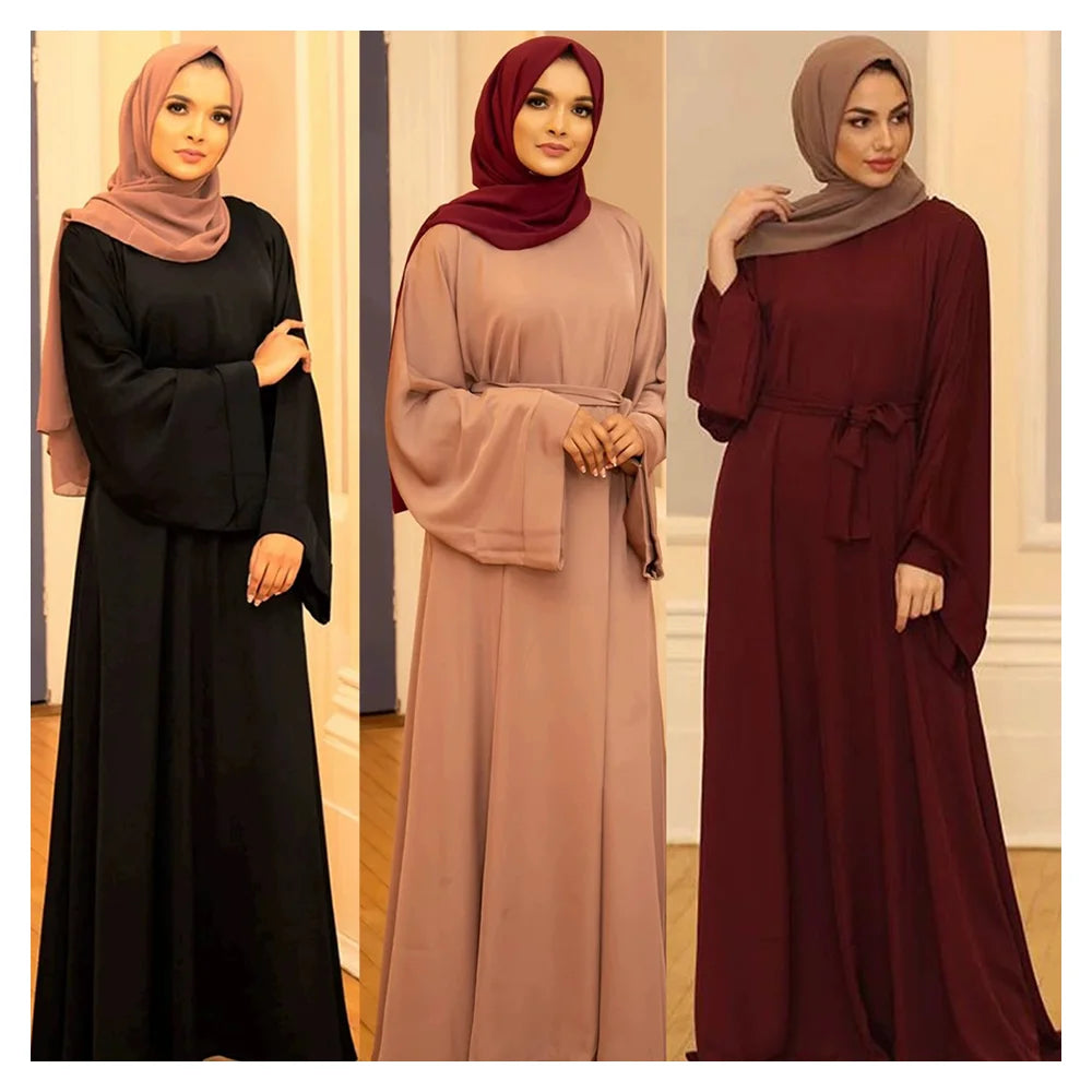 Wholesale Islamic Clothing Solid Color Nida Closed Abaya Robe Arab Dubai Ramadan Modest Prayer Abaya Muslim Women Abaya Dress