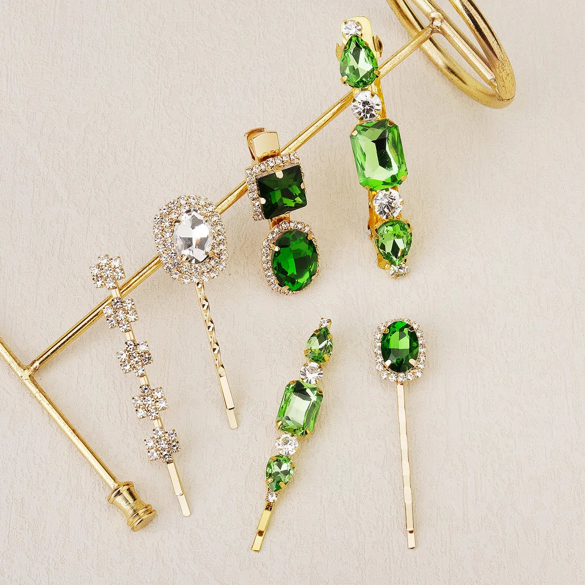 Multi Styles Cheap Colorful Rhinestone Crystal Stone Barrettes Bobby Hair Clips Set Wedding Headpiece Pin Hair Jewelry for Women