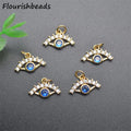 Fashion Jewelry Nickel Free Anti Rust 18k Gold Plated White Royal Blue CZ Pave Cute Eye Charms Pendants for Jewelry Making