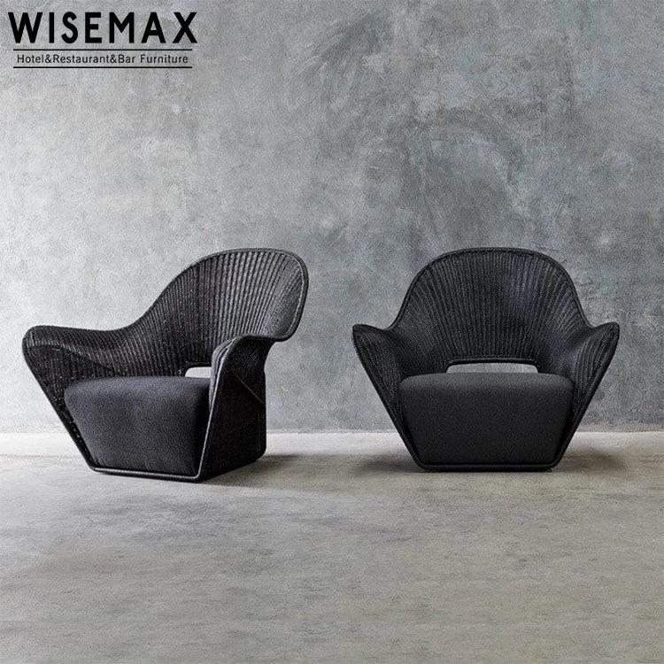 WISEMAX FURNITURE Modern Creative Design Living Room Balcony Rattan Furniture Handmade Weaving Outdoor Patio Rattan Lounge Chair