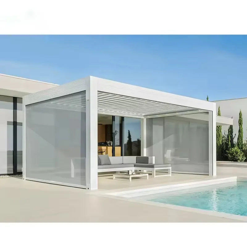 British 3x3 Garden Patio Eco-friendly Smart Motorized Slat Louver Aluminum Pergola Waterproof jardin Metal Gazebo