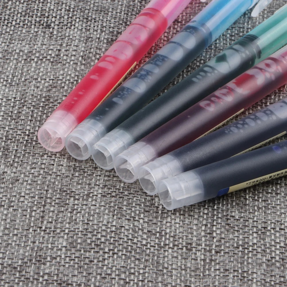 2025 New Design Large Capacity Straight Liquid Plastic Green 0.5mm Rollerball Gel Pen for School and Office
