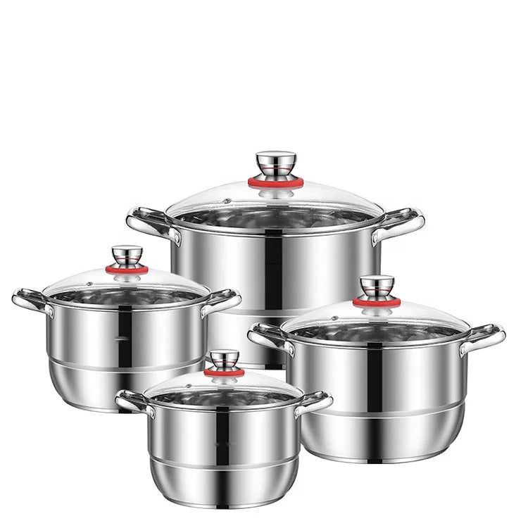 Multifunctional Stackable Steamer Pan Soup Stock Pots for Cooking 3 Pcs 4Pcs Cookware Stainless Steel Soup Pot