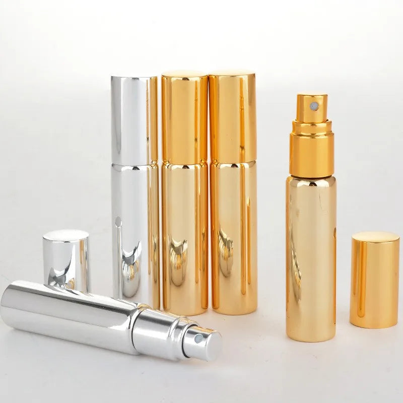 Empty Luxury 10ml Empty Electroplate UV Gold Glass Refill Fine Mist Perfume Oil Spray Atomizer Bottle