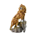Lion Sculpture Figurine Resin Base Hand-painted Detailed Bristles Living Room Tabletop Decoration Imposing Animal-shaped Model