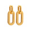Exaggerated Chain Pendant Earring Geometric 18K Stainless Steel Gold Plated Double Hoop  Earrings