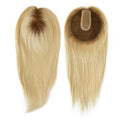 Dark Root Effect 16" Chinese Cuticle Virgin Hair Toupee Woman Integration Net with Silk Top Part Human Hair Topper for Women