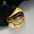 ICEBELA New Arrival Exaggerated S925 Sterling Silver American Enamel Ring Multilayer Geometric Index Finger Ring Trendy