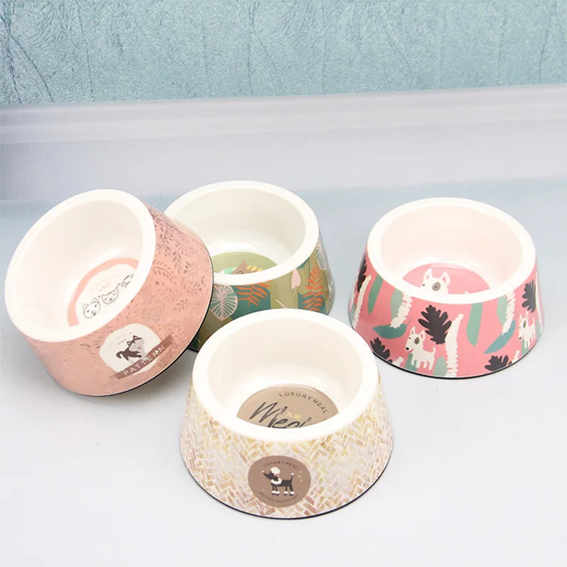 Durable Eco Friendly Pet Bowl Feeder Anti-overturning Round Melanine Pet Bowl Gamelle Pour Chien Hundenapf Melamine Pet Dog Bowl